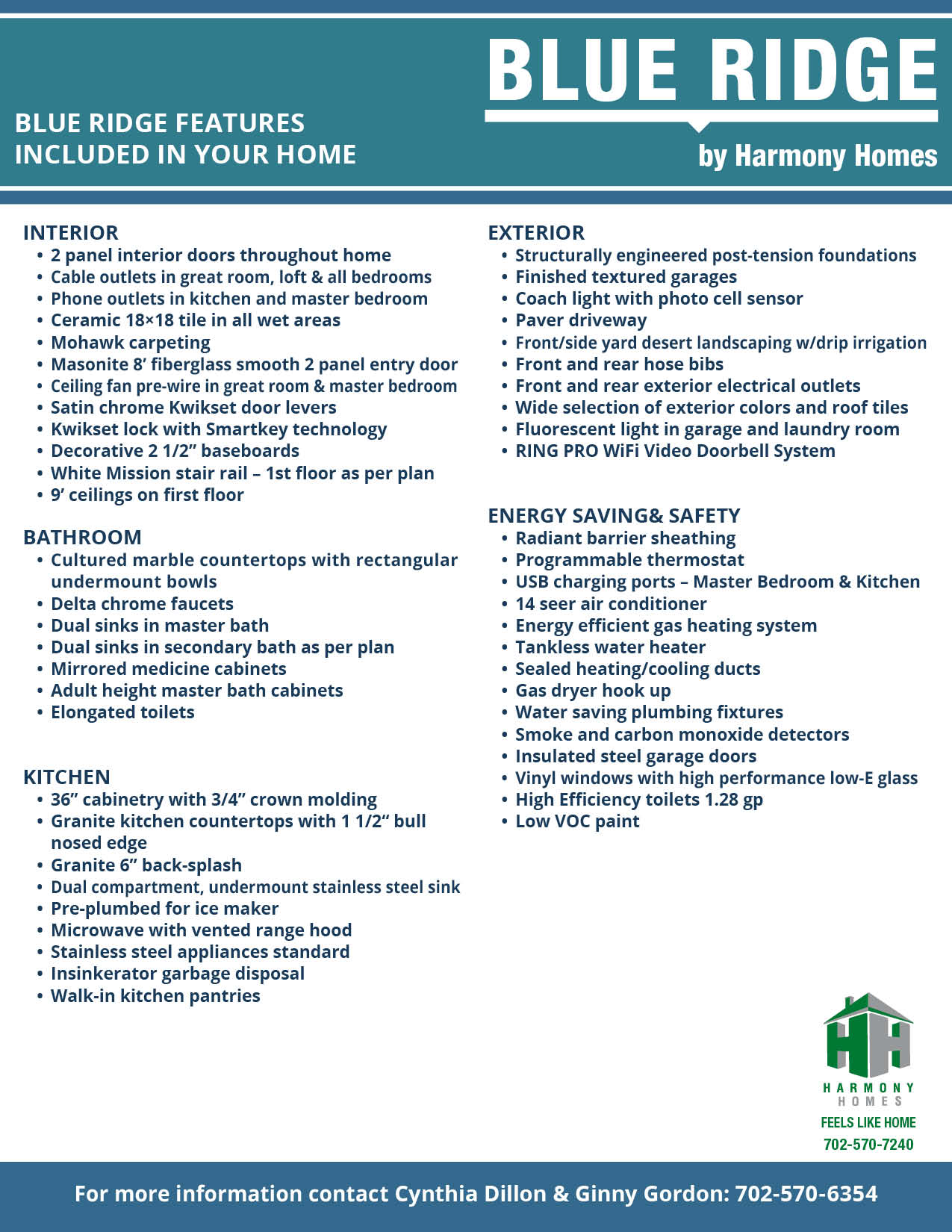 Blue Ridge Features Harmony Homes