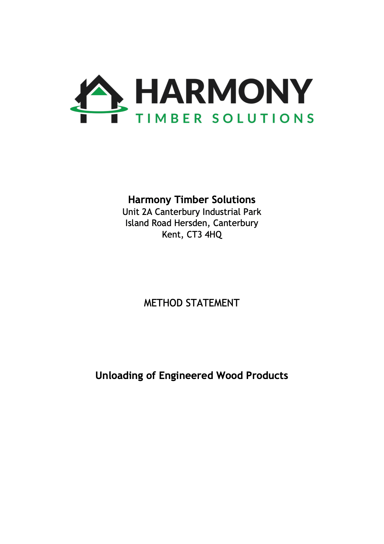 Method of Unloading of Engineered Wood Products Harmony Timber