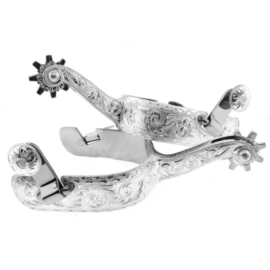 Engraved Silver Spurs Harris Leather & Silverworks Legendary