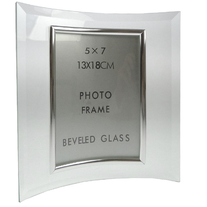 Sixtrees Curved Bevelled Glass Silver 7x5 Photo Frame Vertical Photo