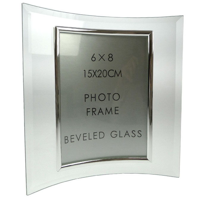 Sixtrees Curved Bevelled Glass Silver 8x6 Photo Frame Vertical Photo