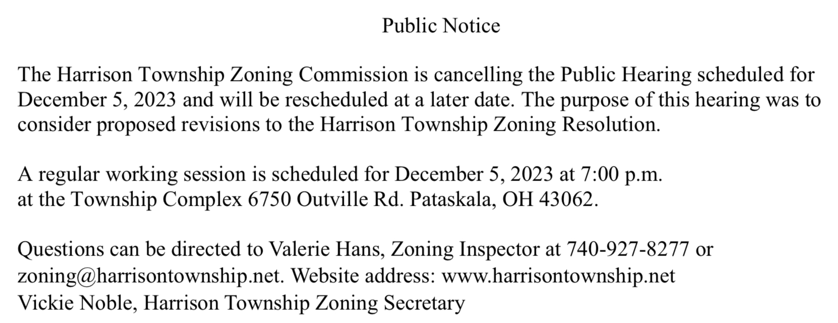 News & Notices Harrison Township