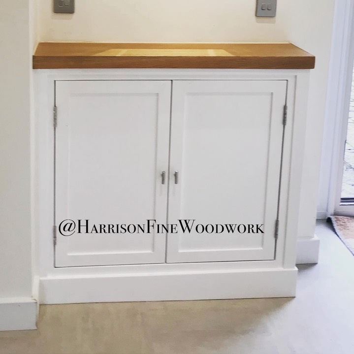 Double door meter white painted with oak top Harrison Fine