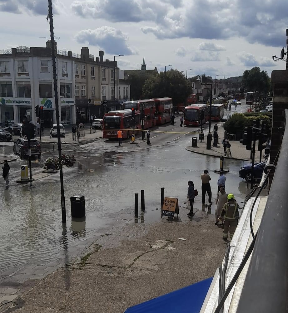 Kenton Road closed in both directions due to burst water main Harrow