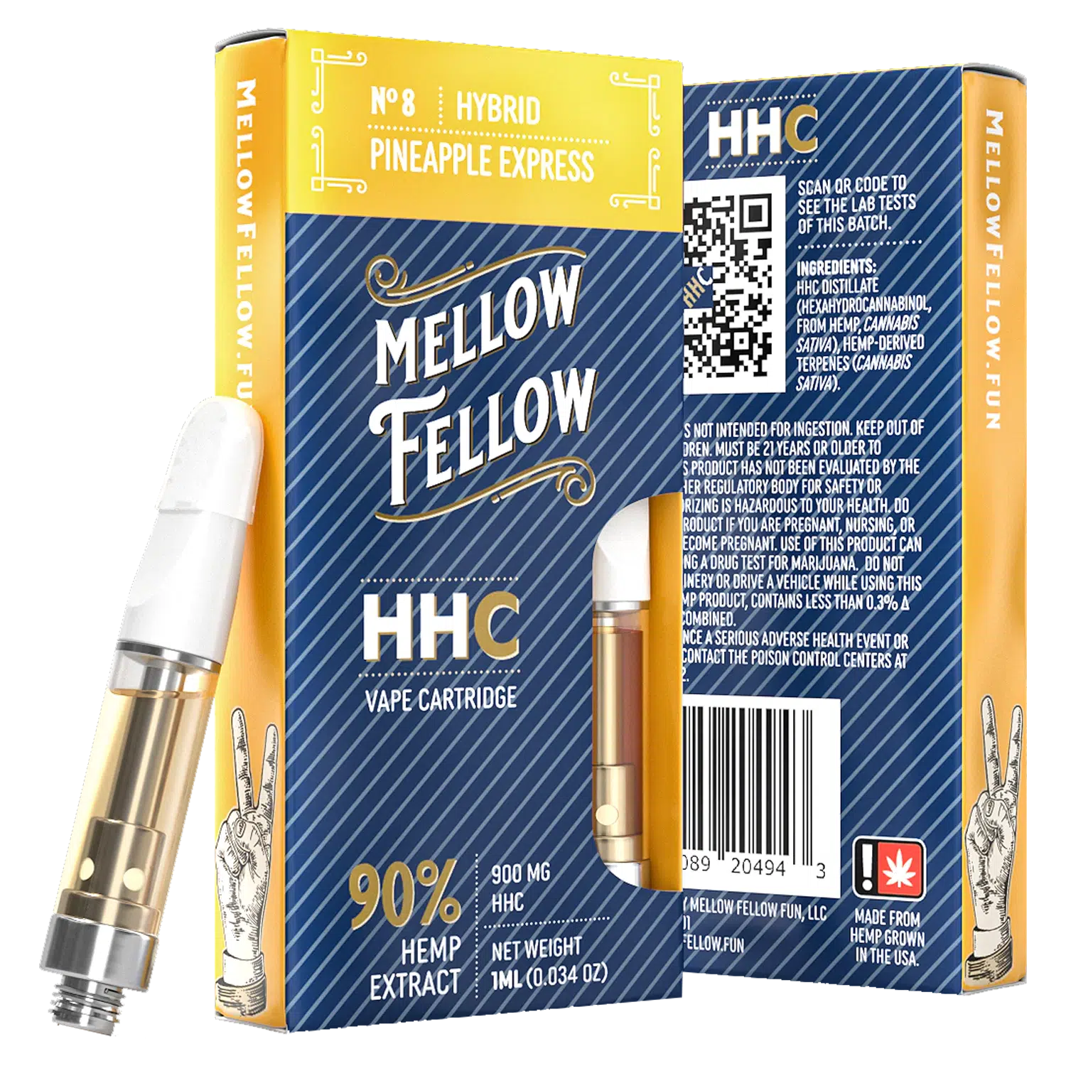 Mellow Fellow HHC Pineapple Express Hybrid Cartridge 1ml 6ct Harvard