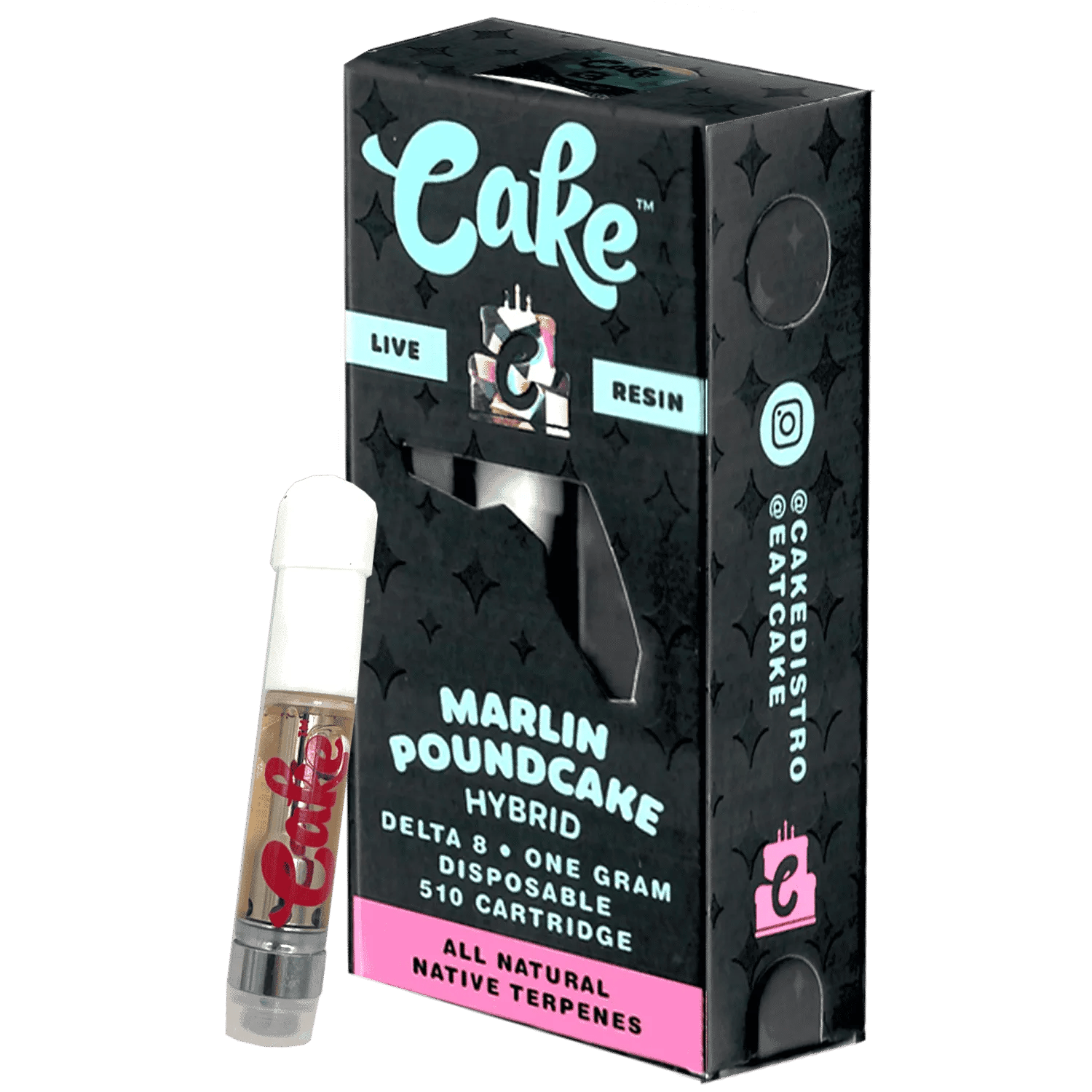 Cake Delta 8 Live Resin Marlin Poundcake Hybrid Cartridge 1ml 5ct