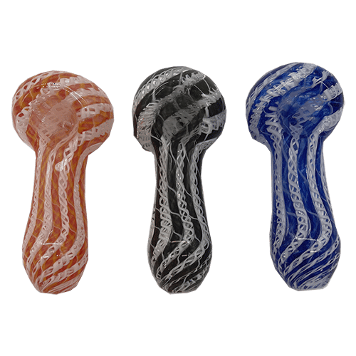 3 Inch White Ribbon Glass Pipe Harvard Distributing