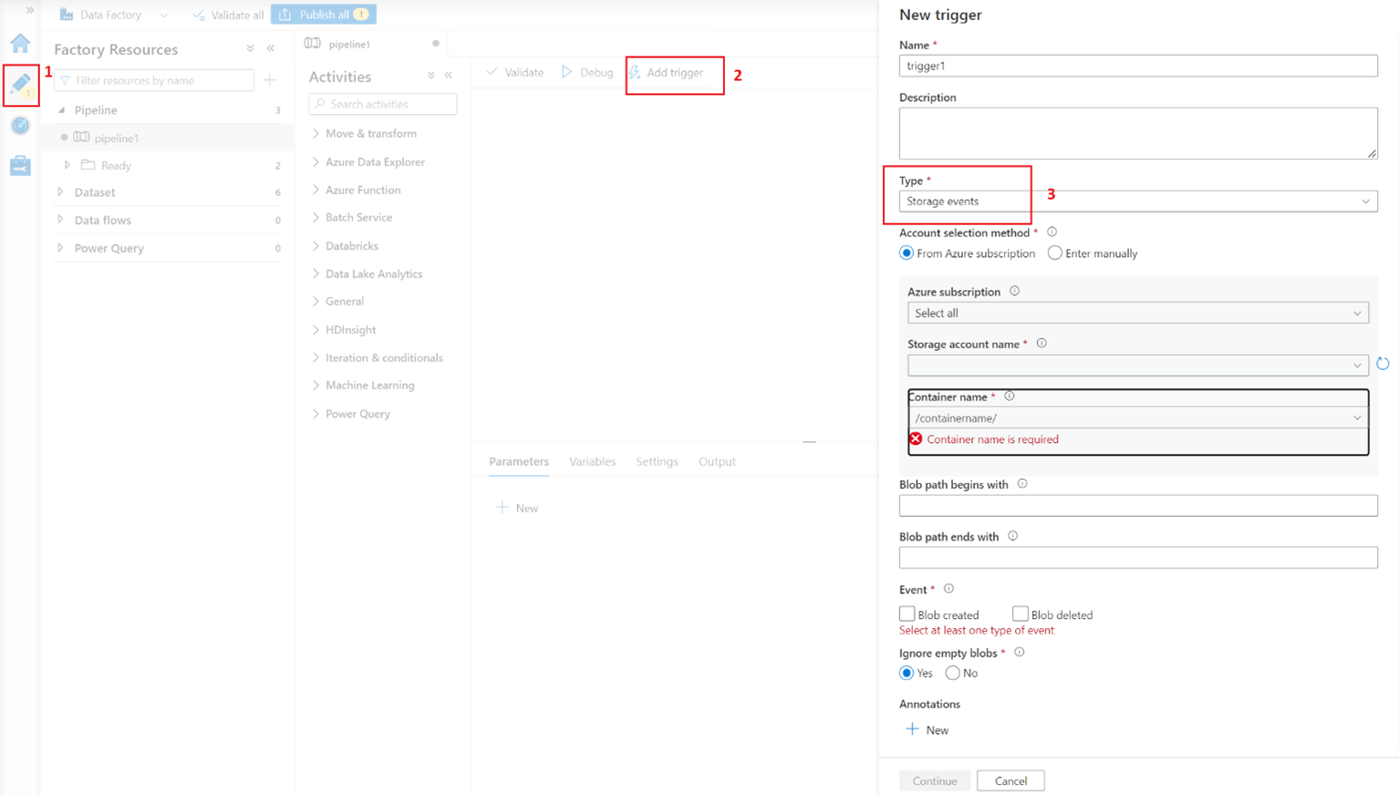 How to create and use the Storage Event Trigger in Azure Data Factory