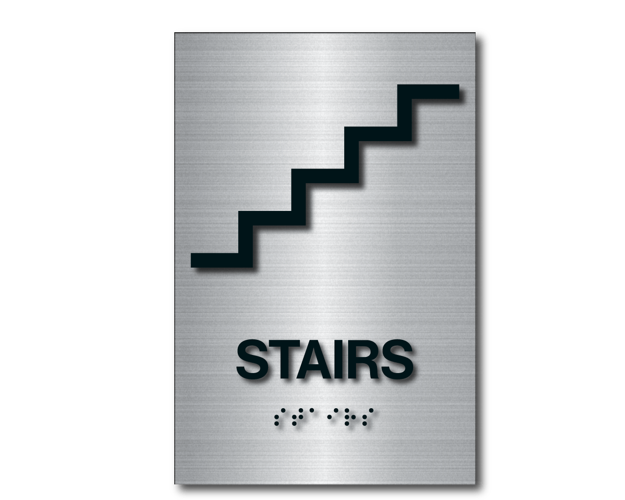 Brushed Aluminum Braille Stairs Sign 9″h x 6″w Harvey Signs Inc