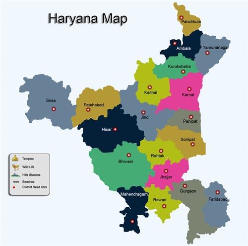 Geographical location of Haryana Haryana PCS Exam Notes