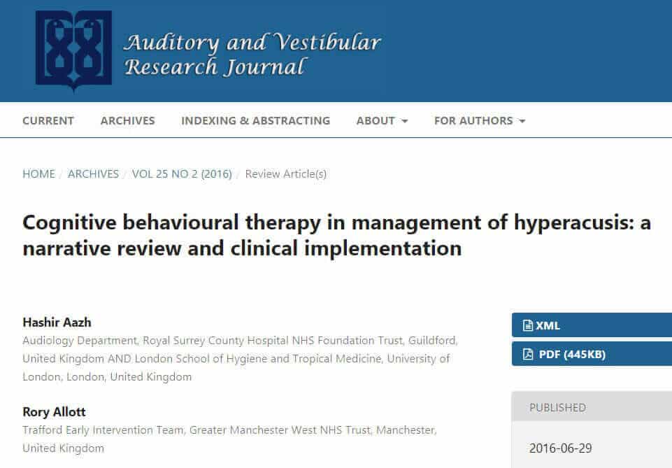 Cognitive Behavioural Therapy In Management Of Hyperacusis Tinnitus