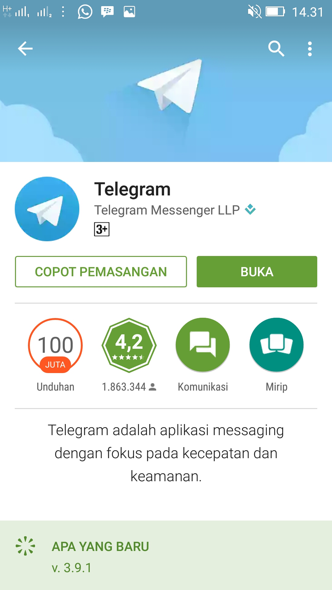 Aplikasi Telegram for Android Hastin Pratiwi