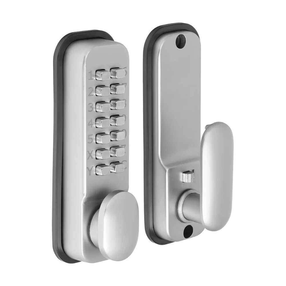 Push Button Digital Lock Satin Chrome 142 x 41