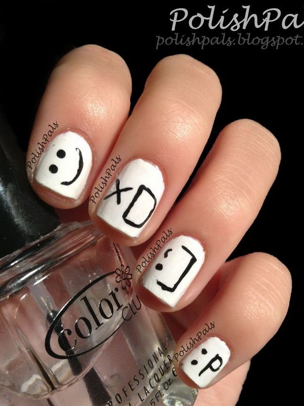 Cute and Happy Smiley Face Nails Hative