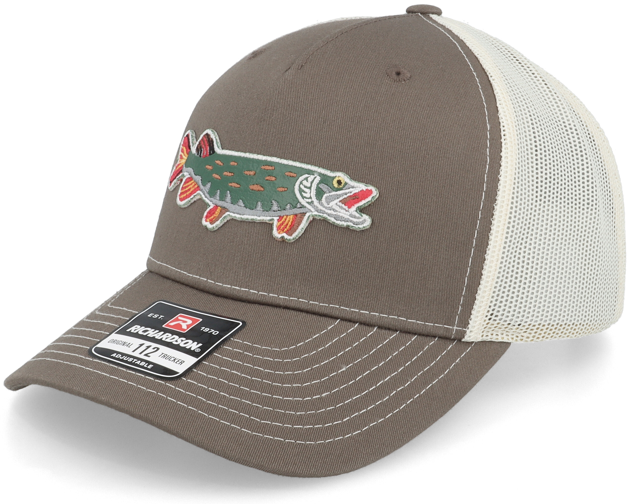 Pike Applique 112 Split Choco Chip/Birch Trucker Skillfish cap