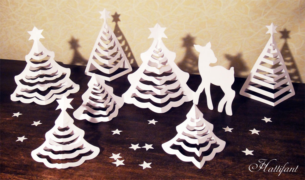 Hattifant 3D Christmas Paper Trees Origami Craft Hattifant