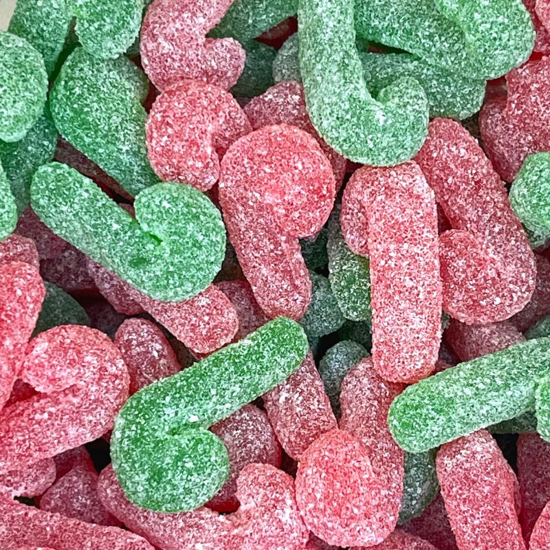 Green and Red Candy Canes (100g) Hatty's Sweet Shop
