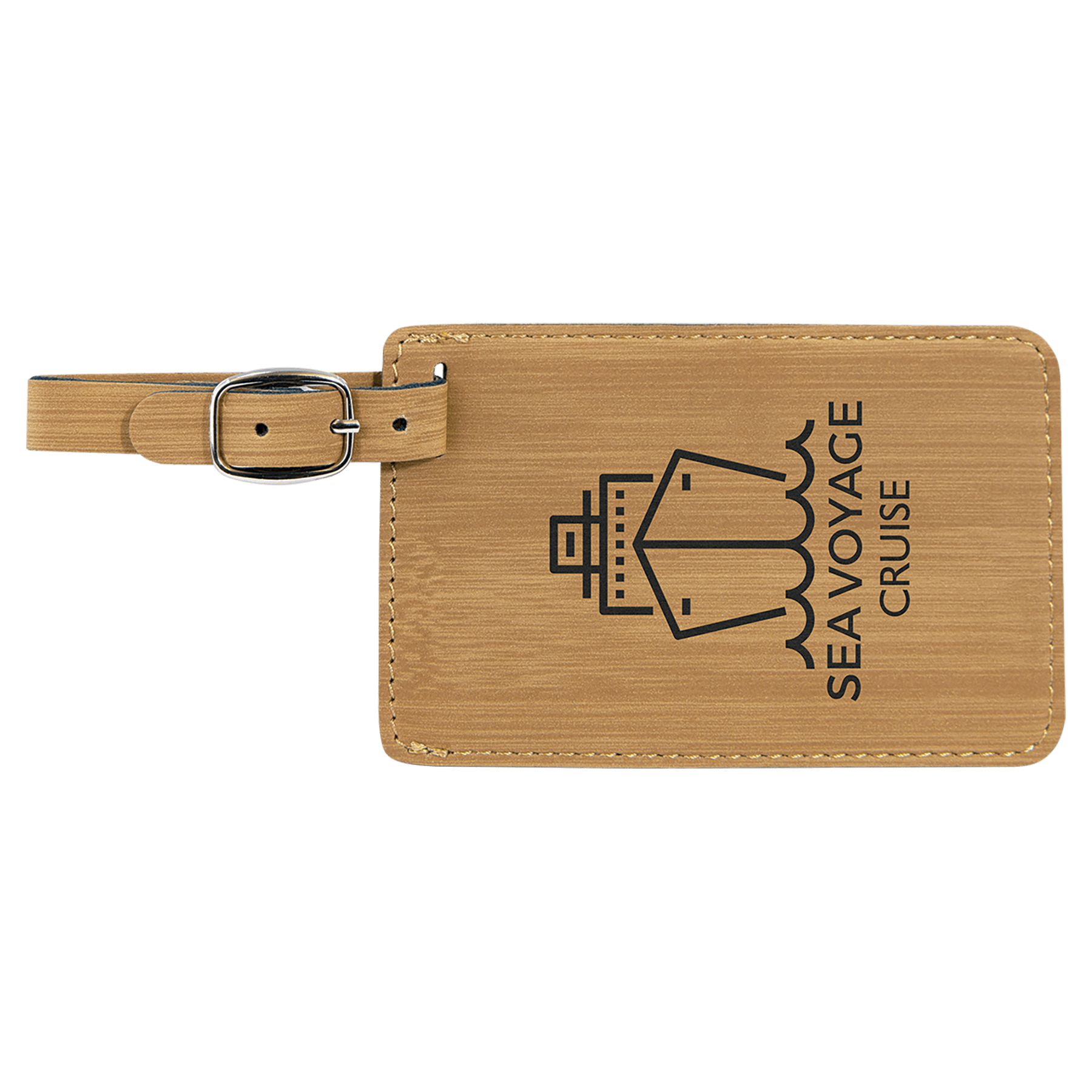 4 1/4″ x 2 3/4″ Bamboo Laserable Leatherette Luggage Tag Haven Solutions