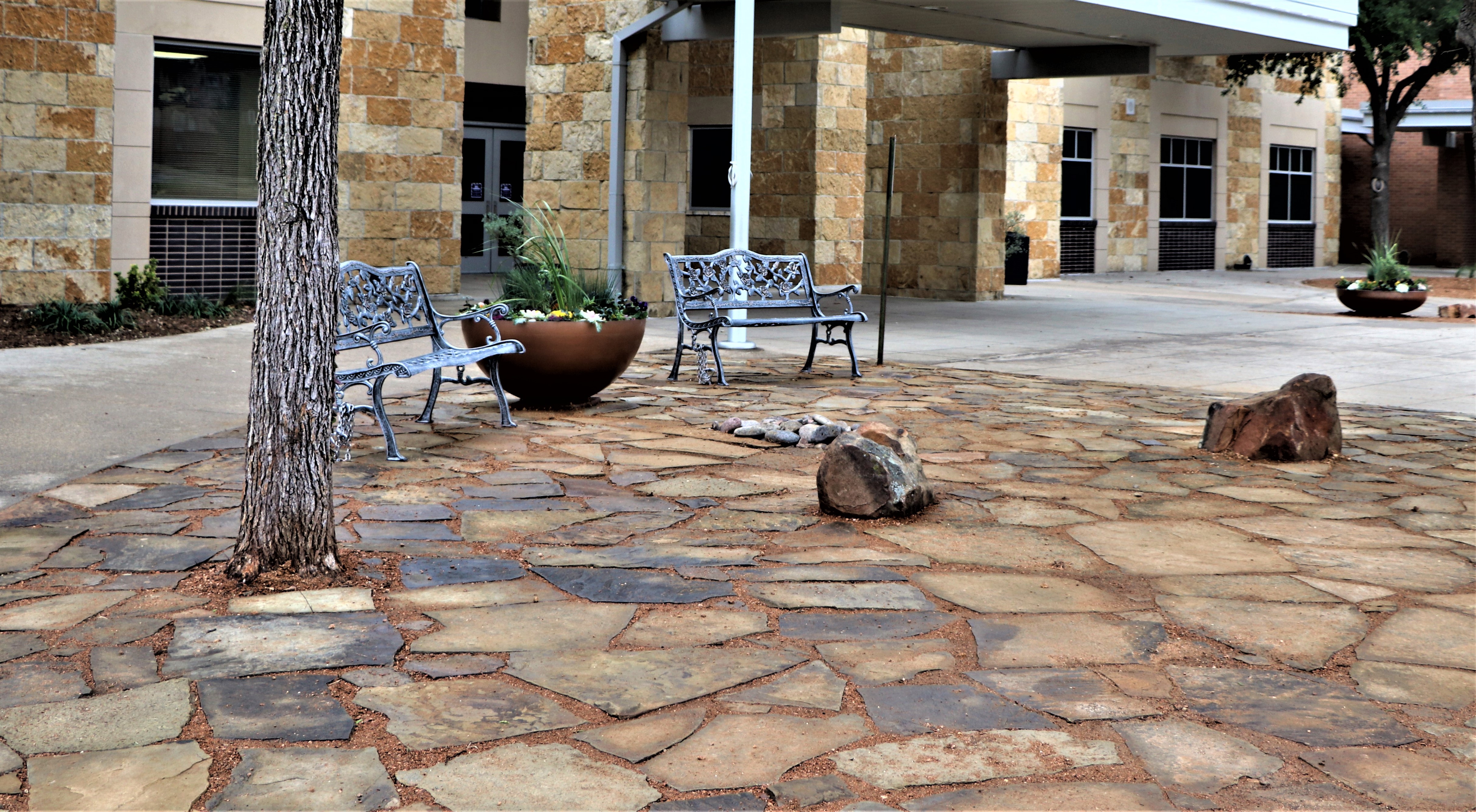 Oklahoma Flagstone Sitting Area Haven Landscaping and Irrigation