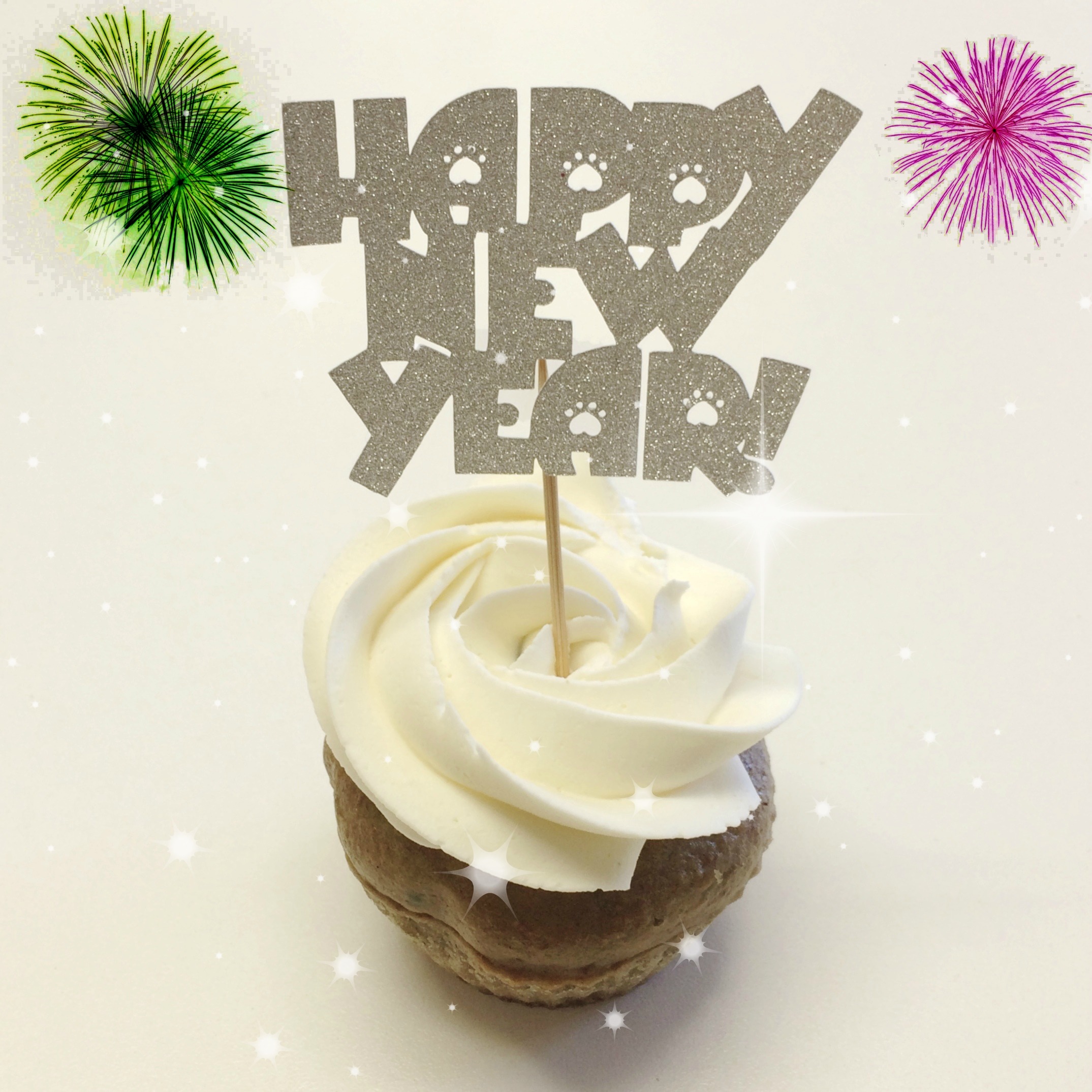 happy new year cupcake Hawaii Doggie Bakery