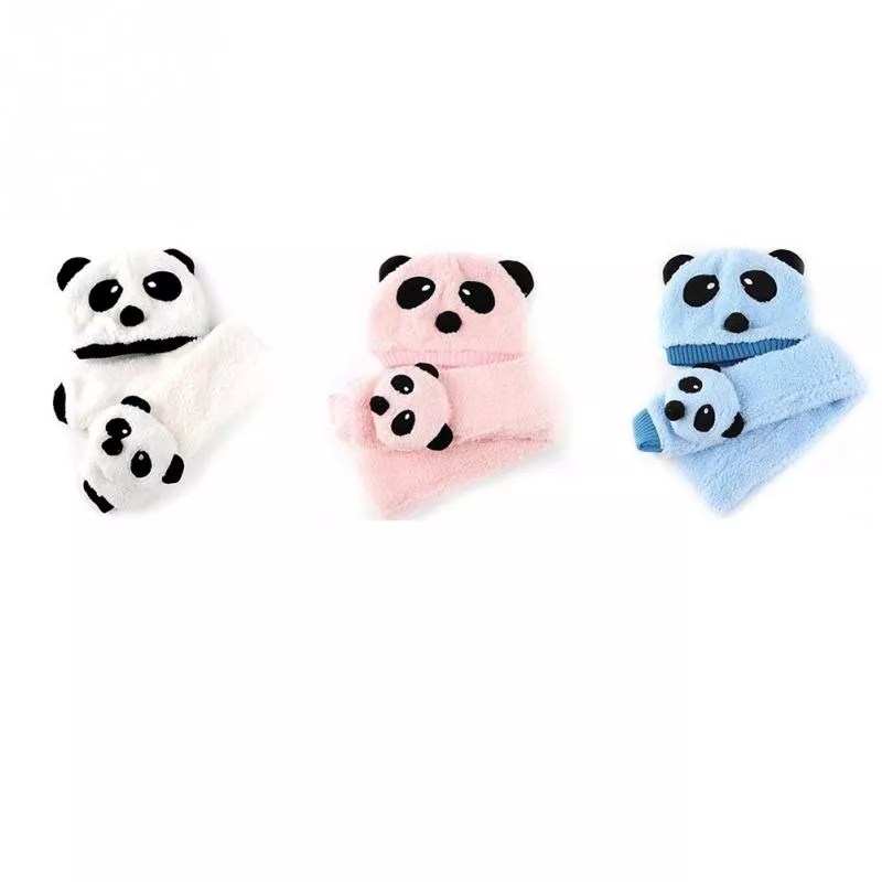 Girl’s Panda Warm Hat And Scarf Set Hawashi Store