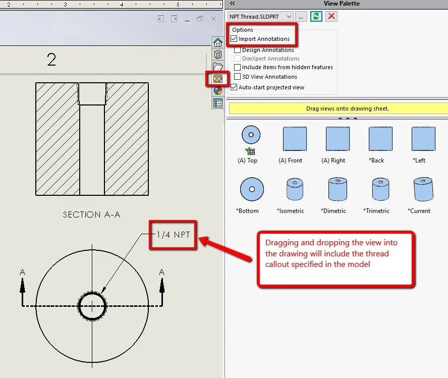 Creating NPT Threads in SOLIDWORKS Using the Hole Wizard Feature