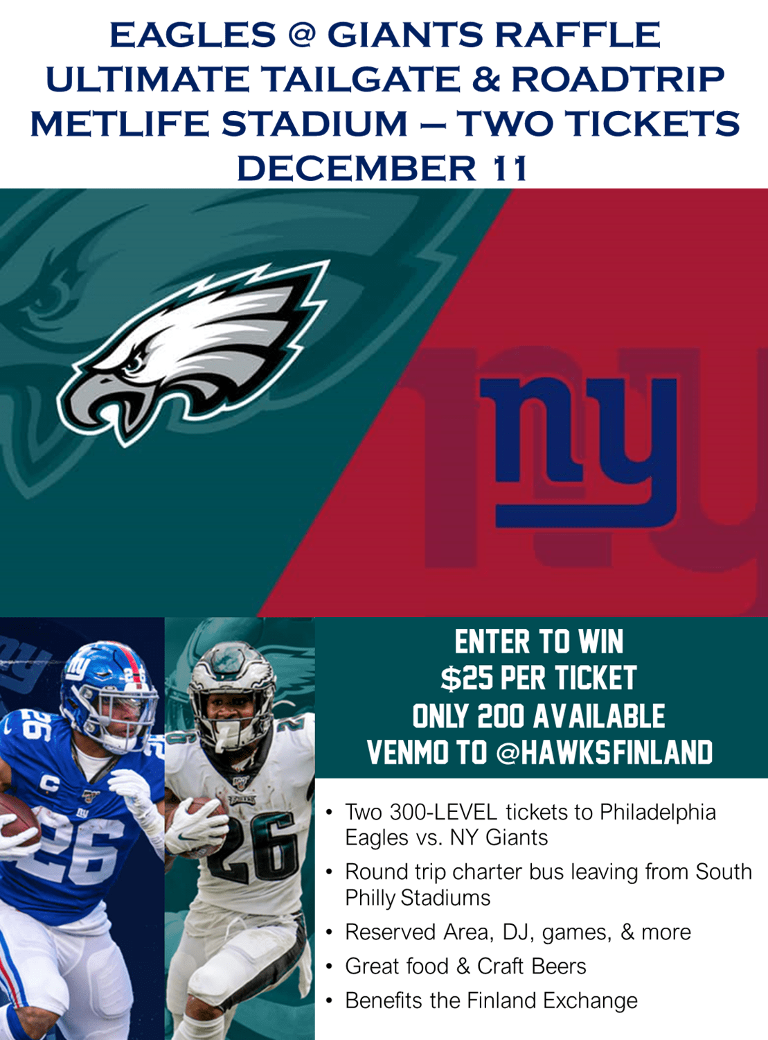Ultimate Raffle for Eagles Roadtrip Tickets Haverford Hawks Finland