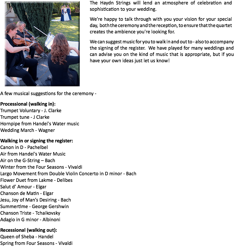 Haydn String Quartet · Weddings