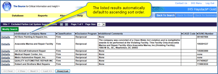 EPLS-Viewing the record history