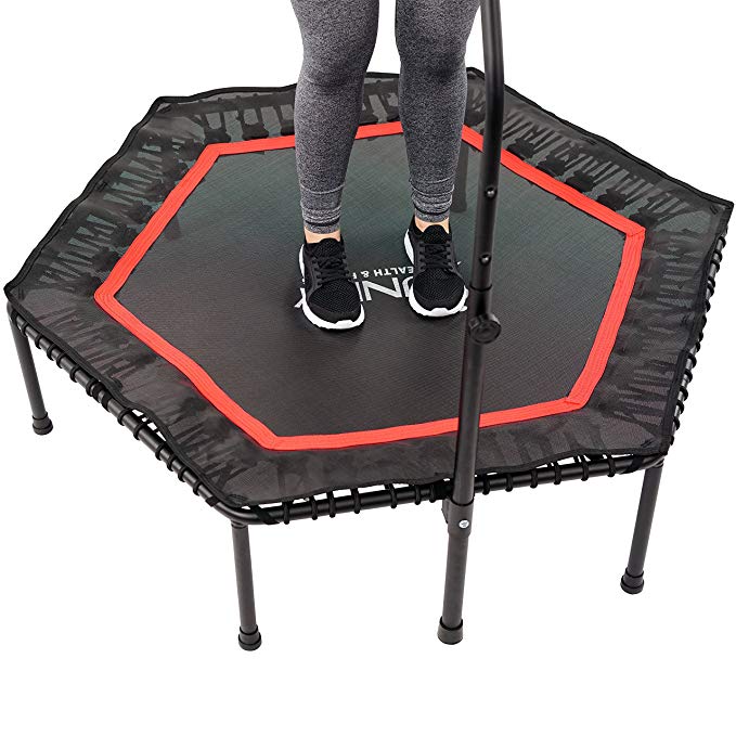 Trampolín Hexagonal con Barra de Agarre Ajustable