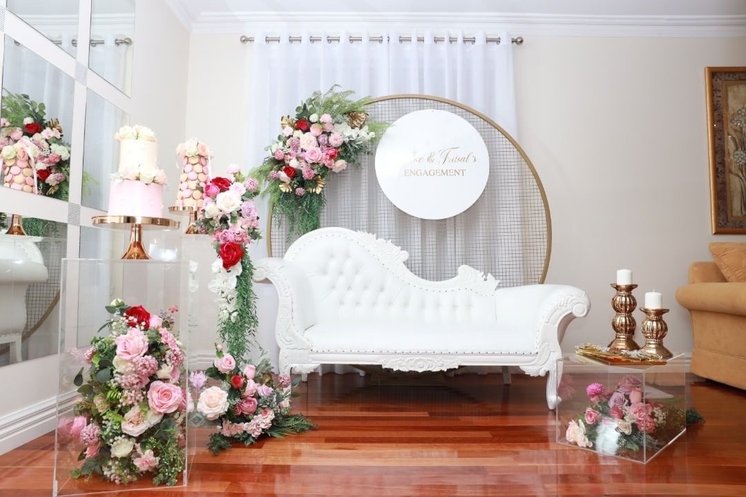 GLORIA White Ornate Leather Chaise Hazel Events Prop Hire Melbourne