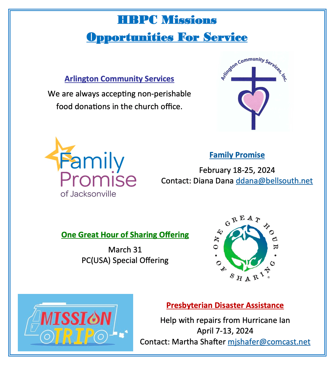 The Community & The World Hodges Presbyterian