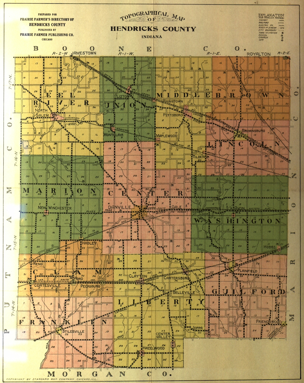 Hendricks County Township Map Historical Map Archive Index