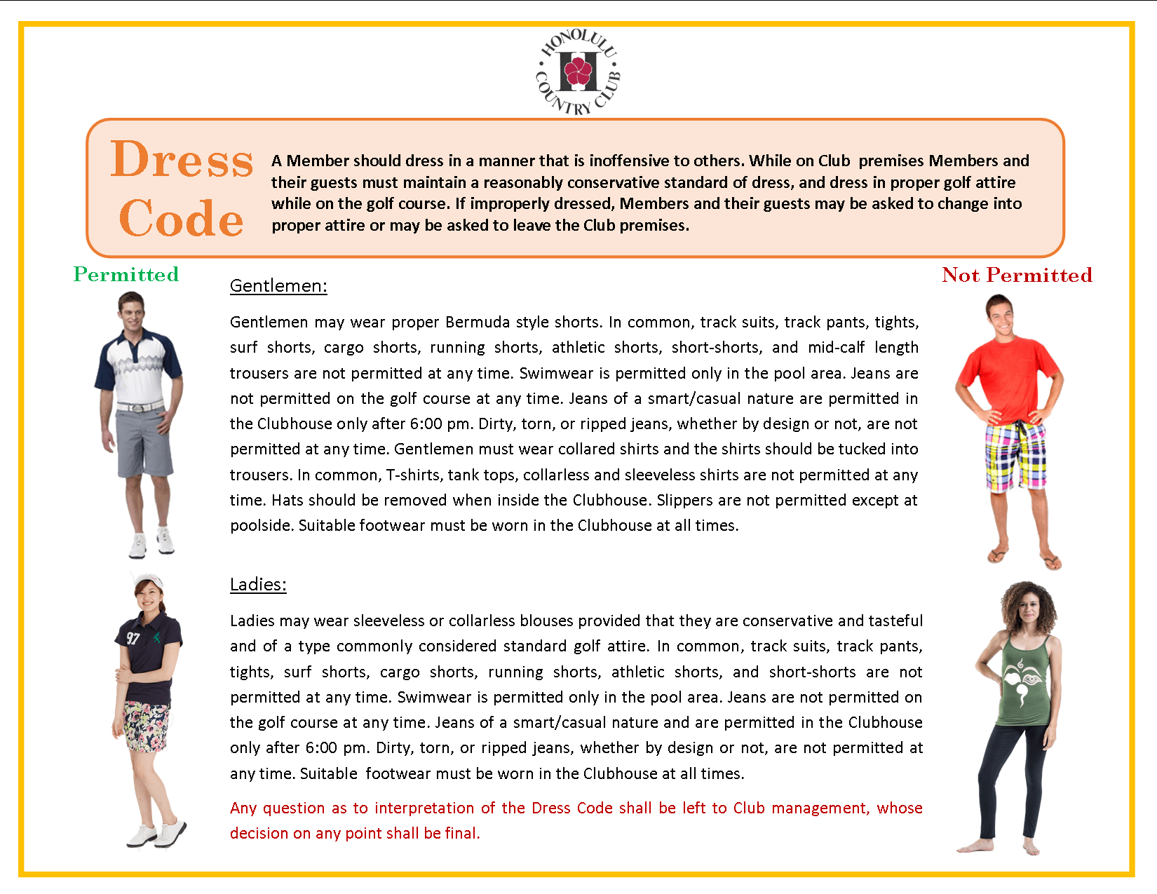 Dress Code Honolulu Country Club