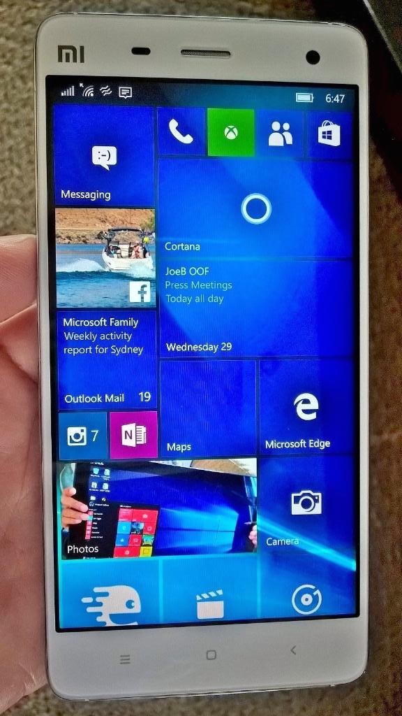 Smartphone Xiaomi con Windows 10 Mobile programma Insider
