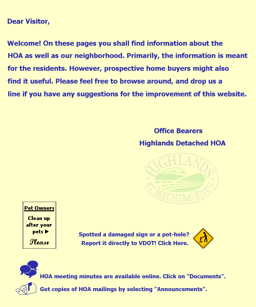 Highlands Detached Home Owners Association, Inc.