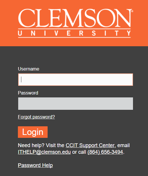 Clemson Login Page Common Error Messages