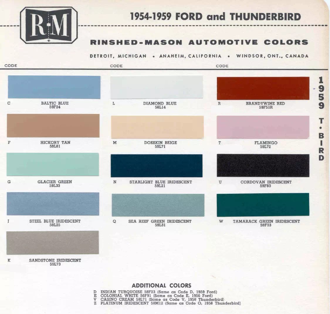 1959 Paint Code Color Book