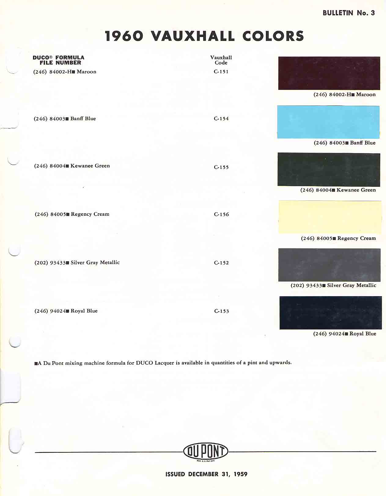 Vauxhall Paint Codes & Color Charts