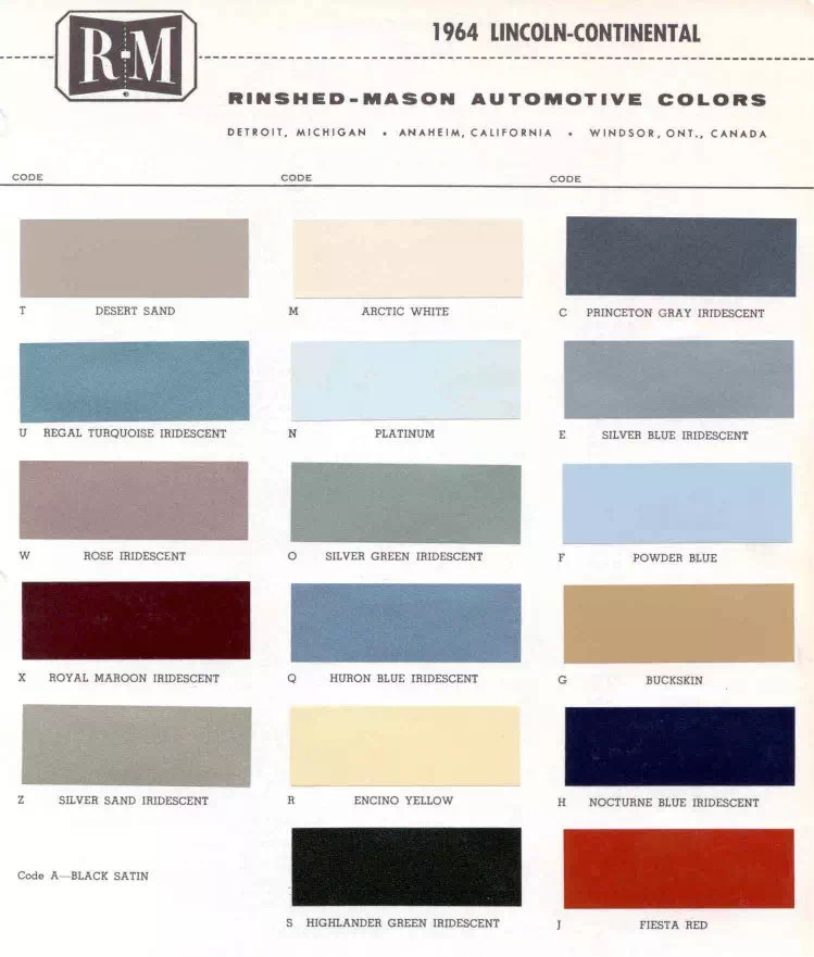 19601969 Ford Paint Codes