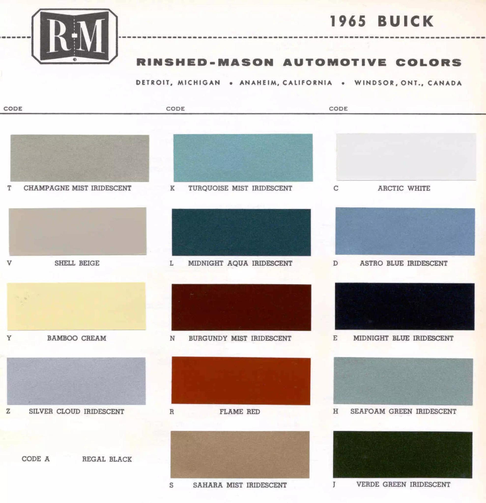 Buick Paint Codes & Color Charts