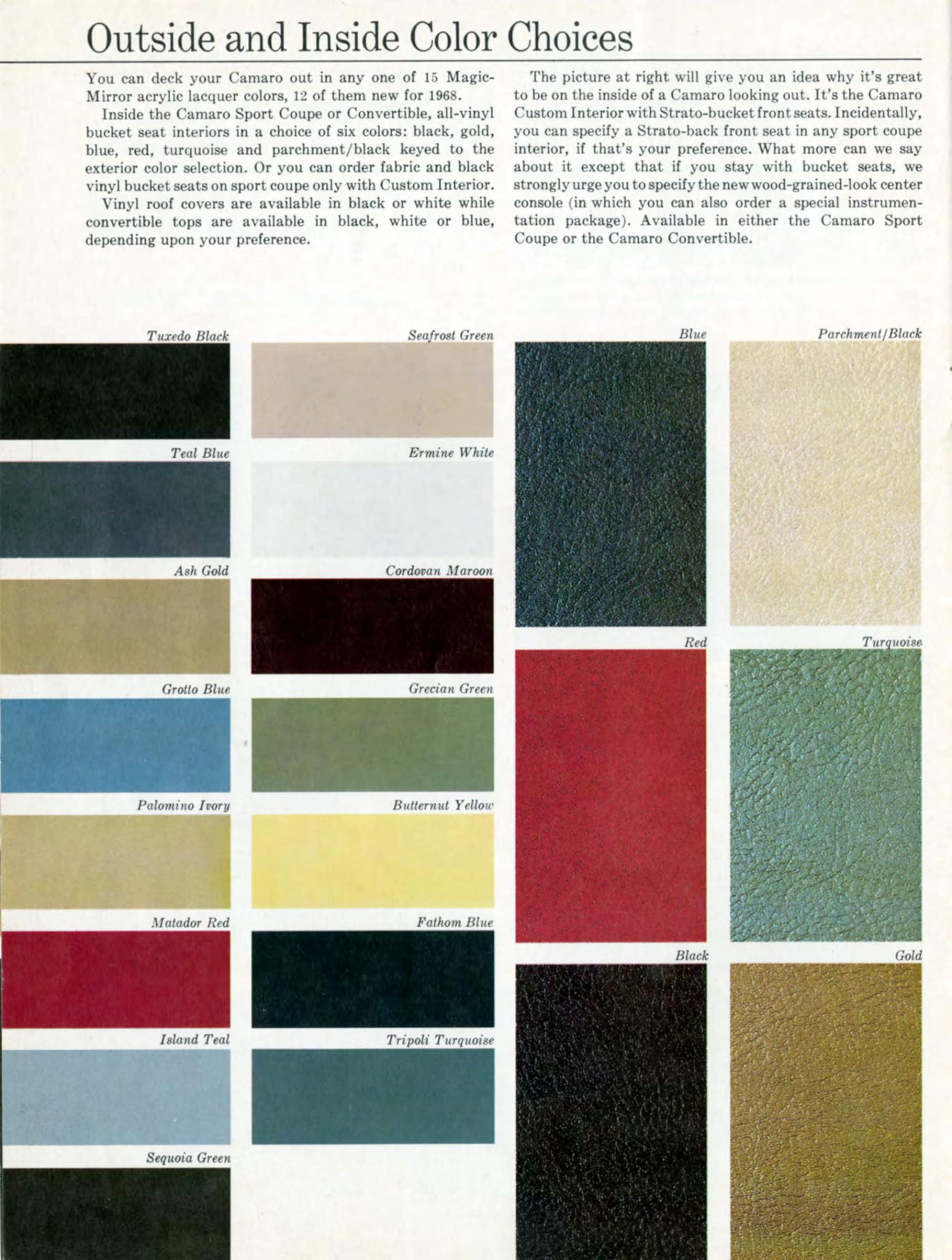 1973 Camaro Color Chart