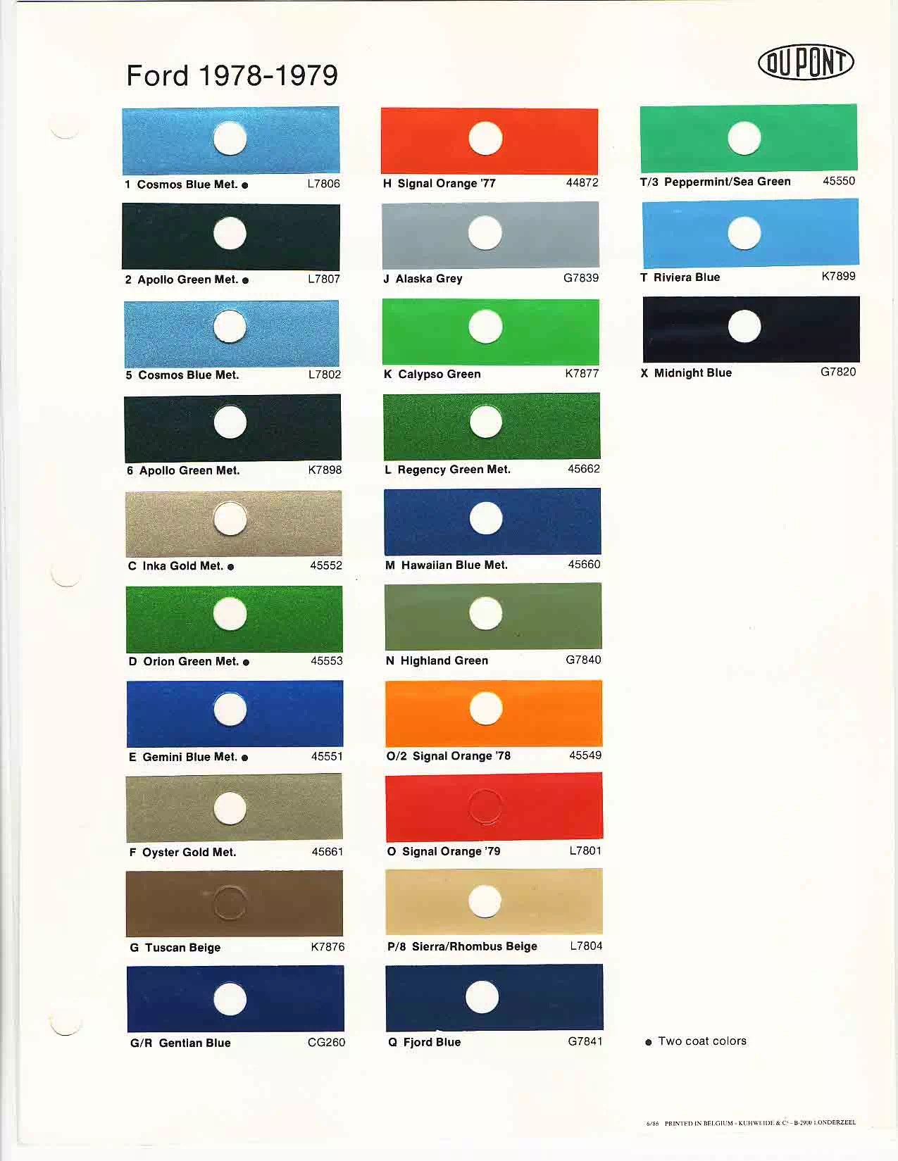 19701979 Ford Paint Codes