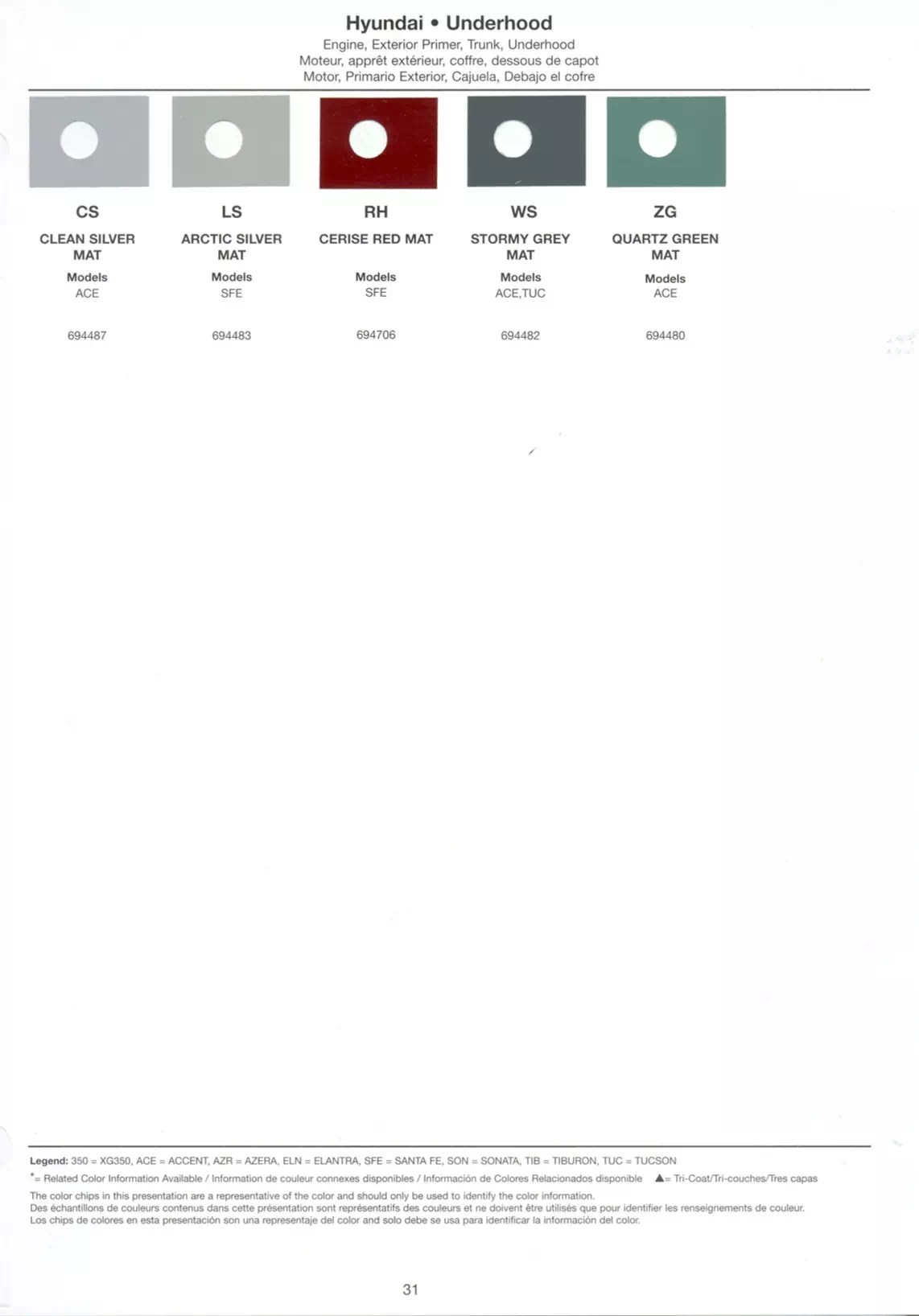 2006 Hyundai Paint Codes & Color Charts