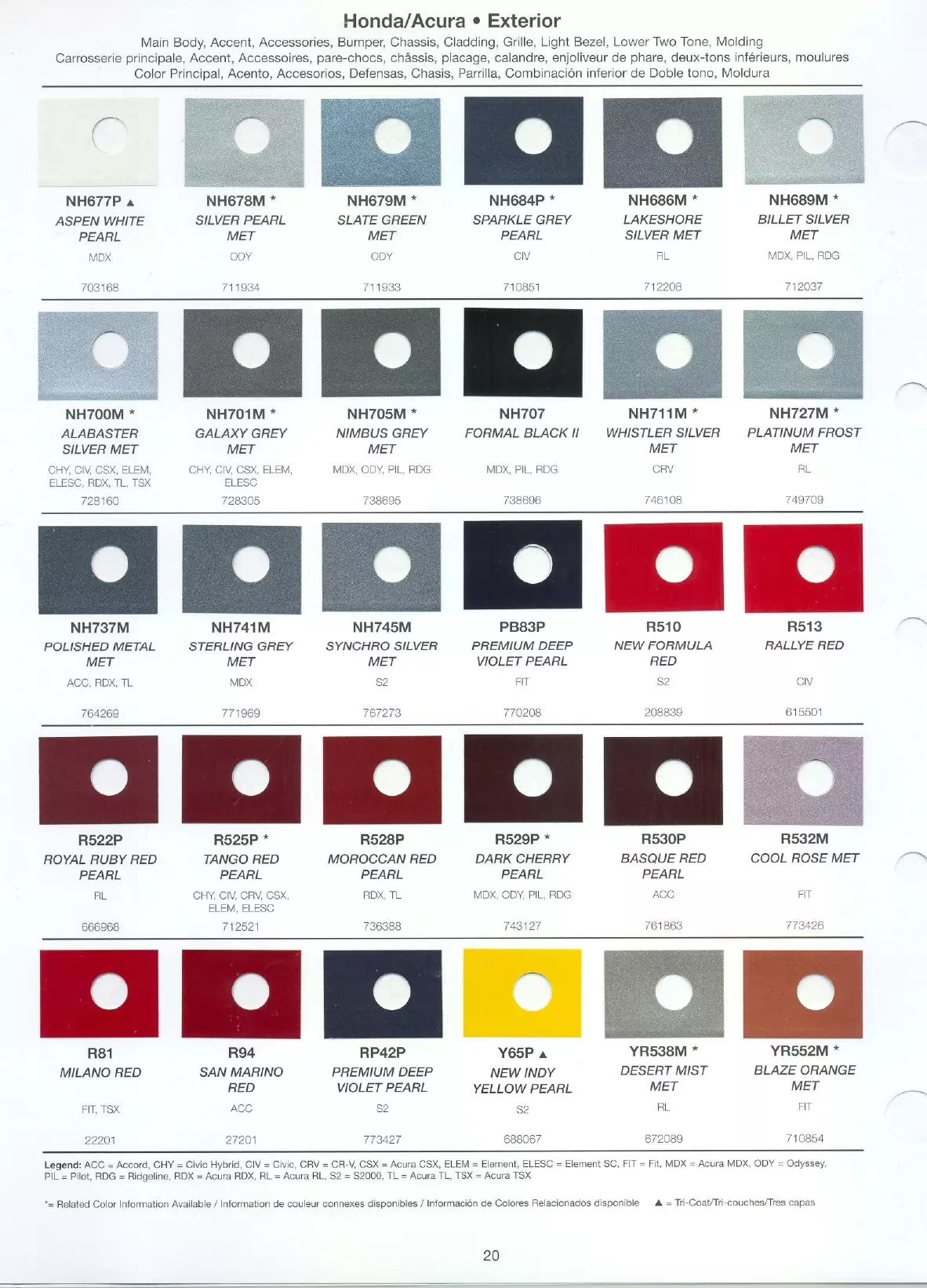 Honda Paint Codes & Color Charts