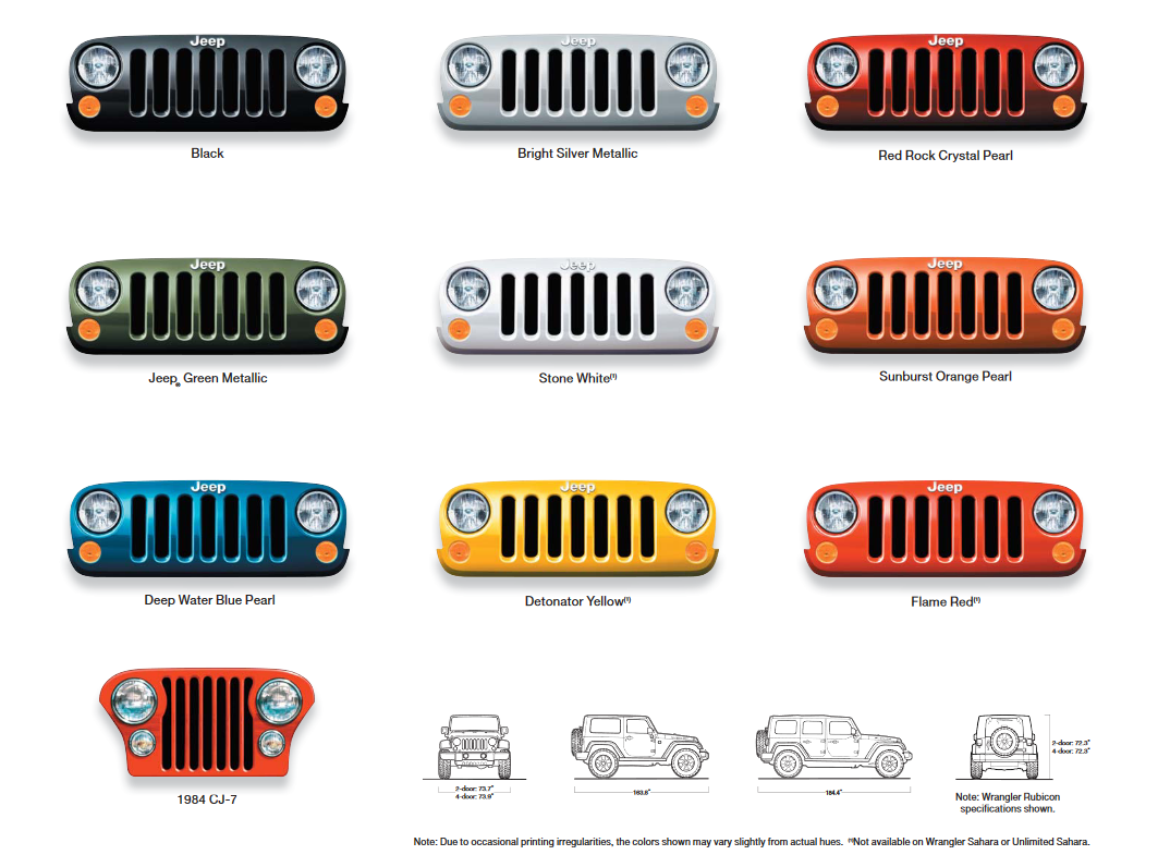 Jeep Wrangler & CJ Paint Charts