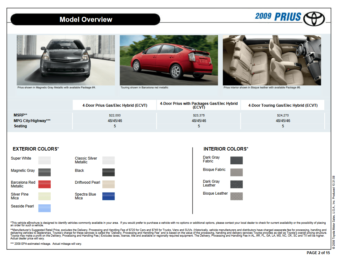 Toyota Prius Exterior Paint Colors Paint Codes & Color Charts