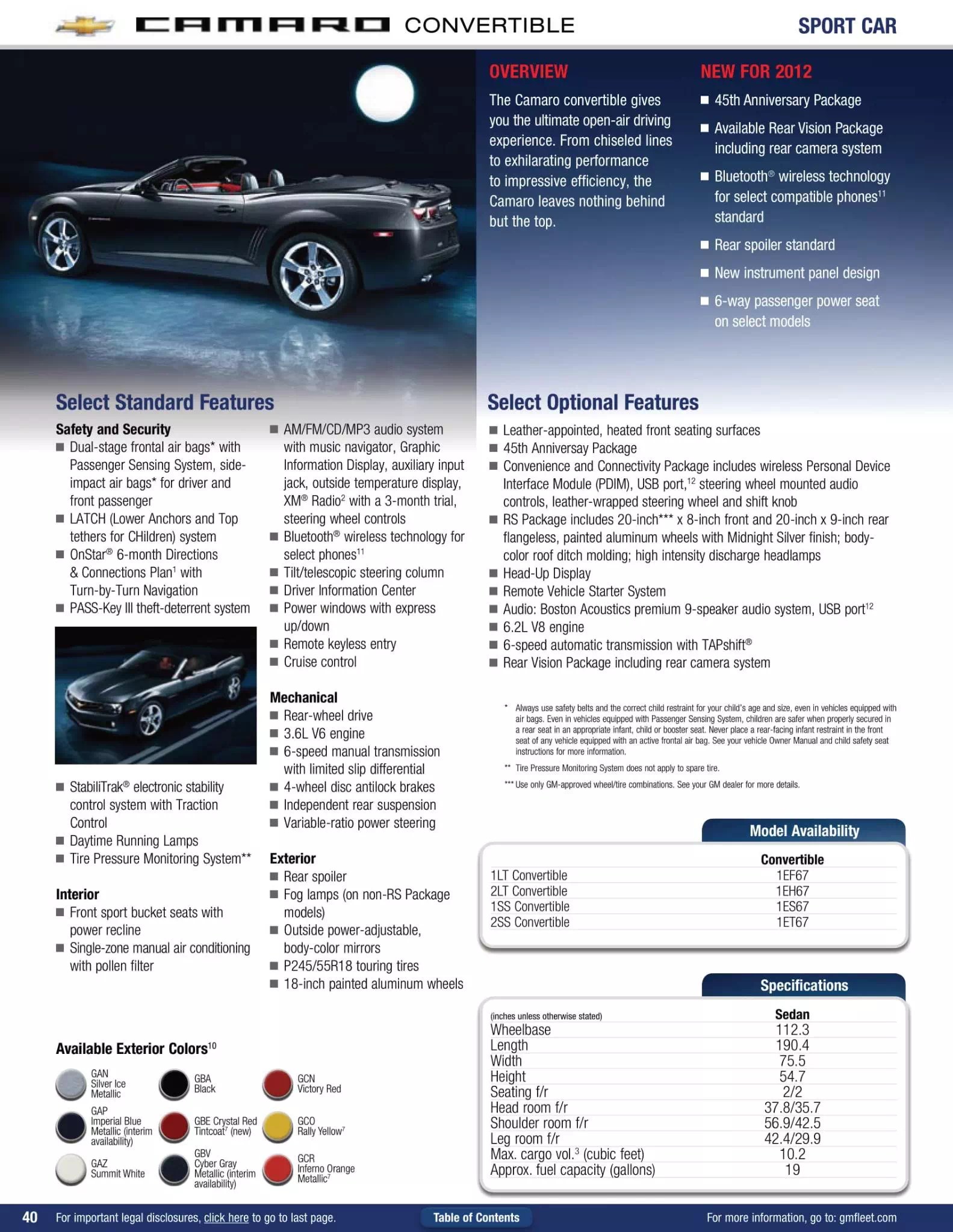 GM 2012 Paint Charts and Paint Codes