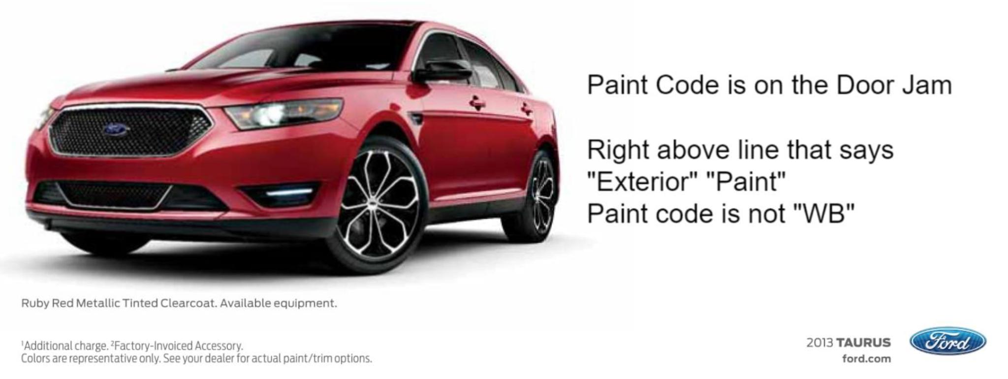 Ford Taurus Paint Chart