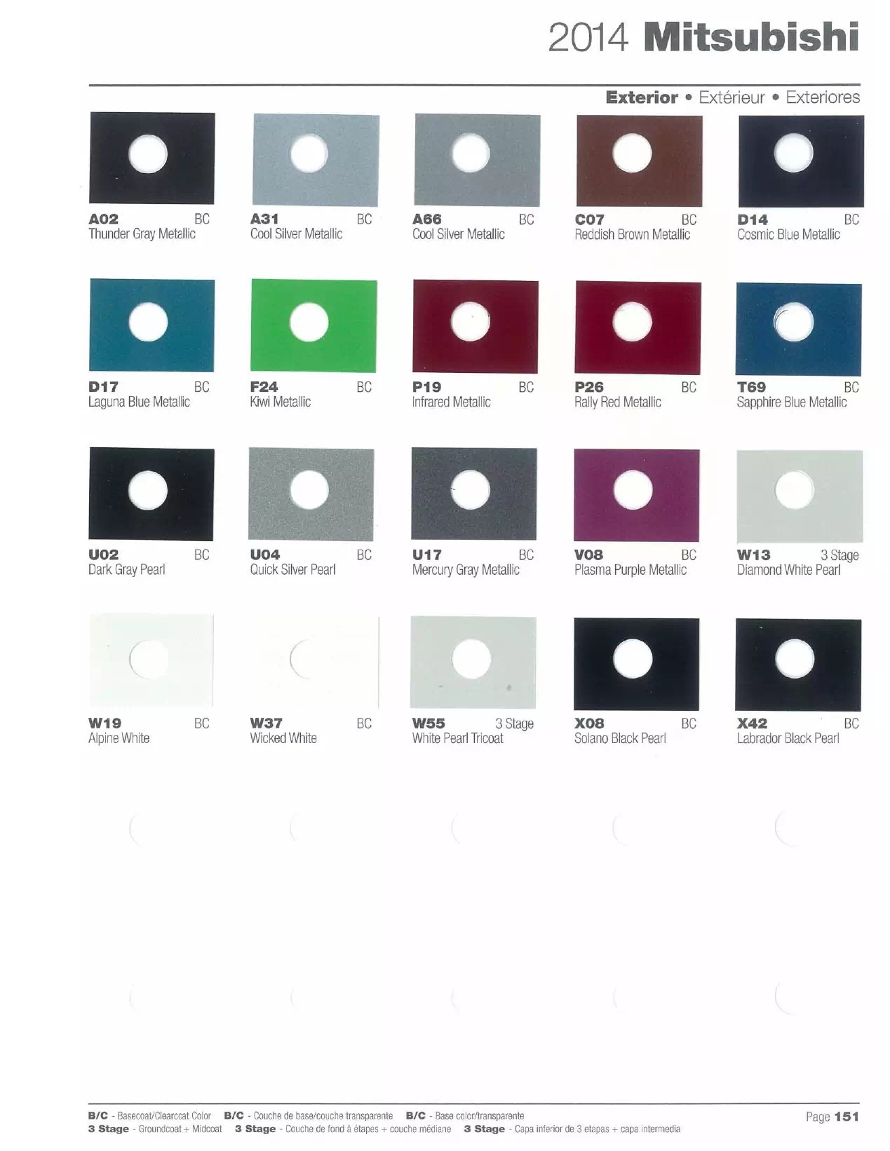 Mitsubishi Paint Codes & Color Charts